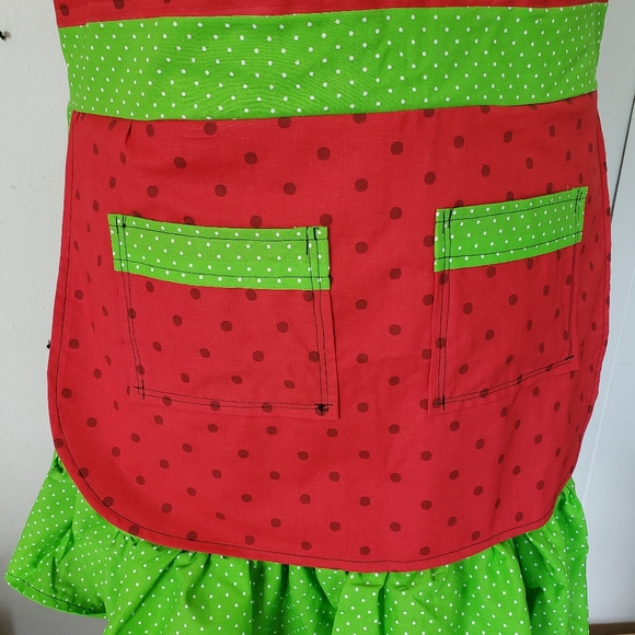 Watermelon Ruffled Kitchen Apron with Pockets - Picture 4 of 7